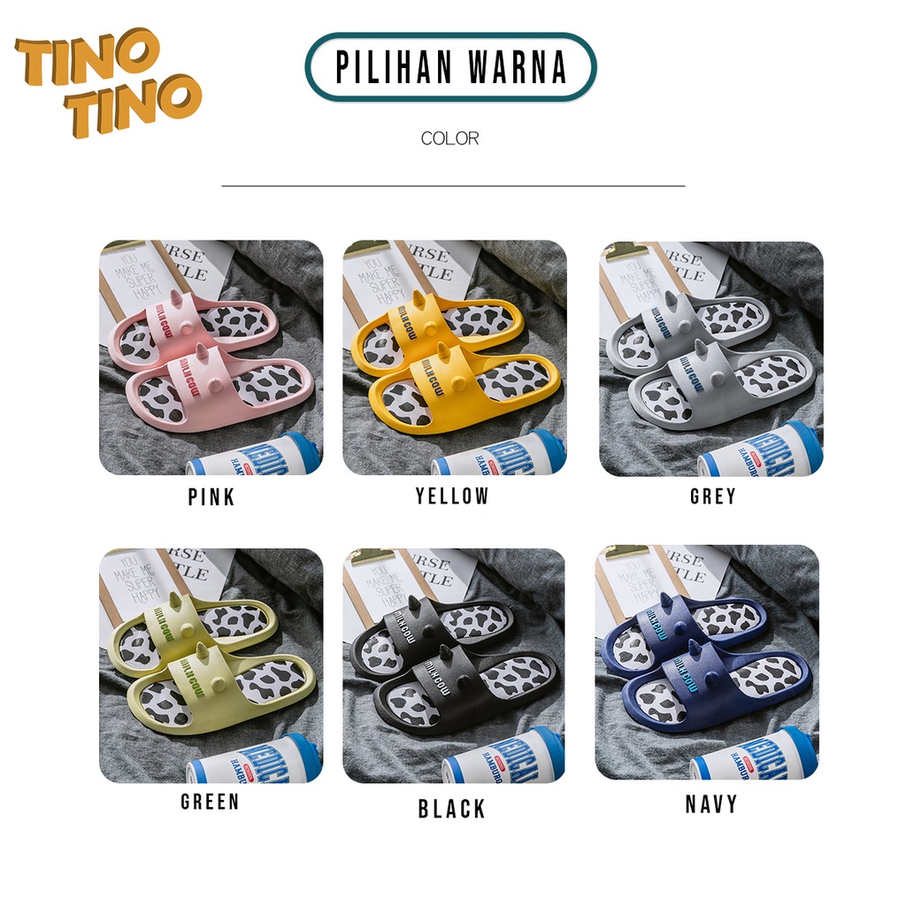 CJHS-MC TINO TINO Sandal Selop / Sandal Rumah Anti Slip Dengan Motif Sapi dan Warna Warni