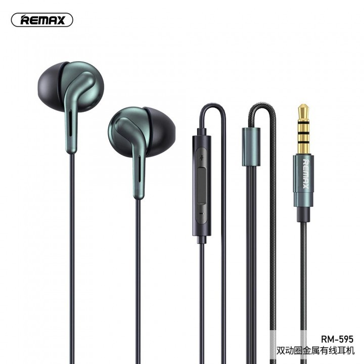 AKN88 - REMAX RM-595 Wired Cable Earphone Headset Quad Core Bass