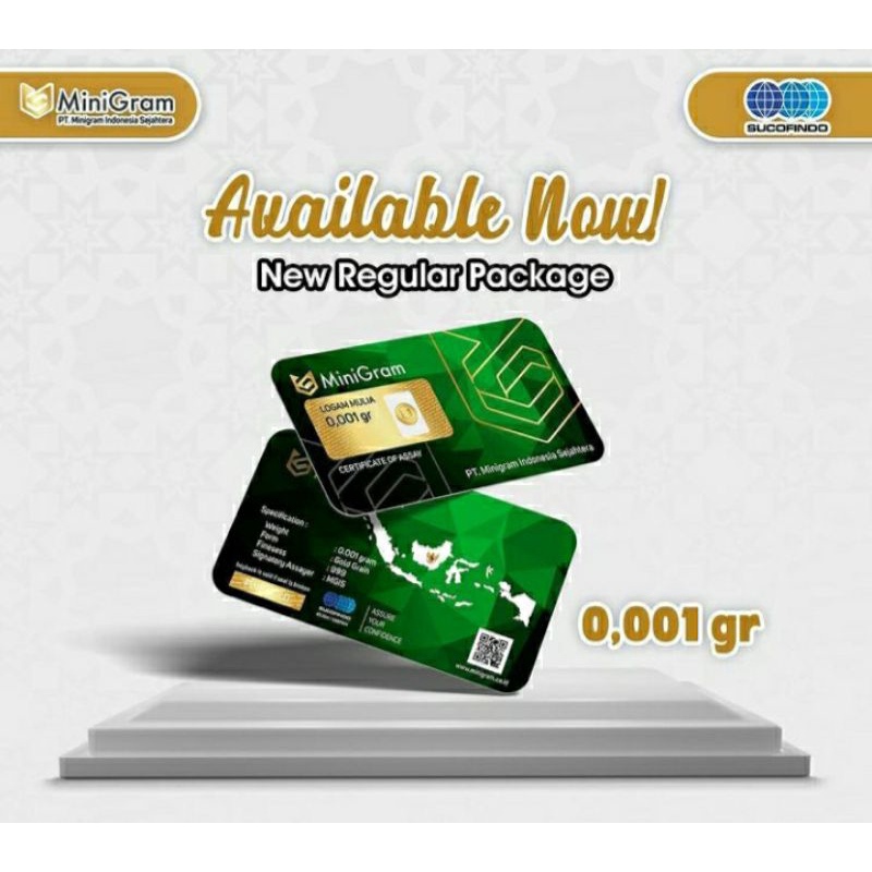 Emas MiniGram 0,001 LM 24 karat 0.001 gr Sertifikat Resmi Sucofindo