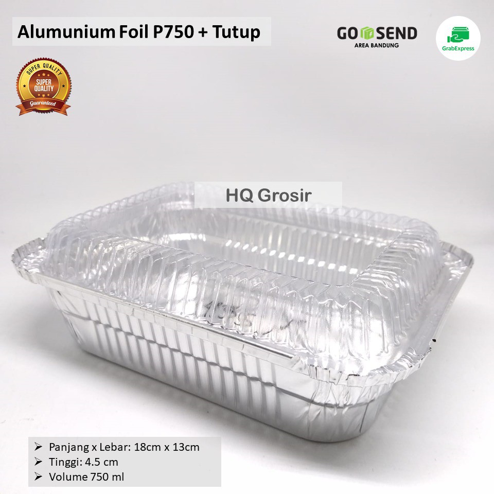Alumunium Foil Cup P750+Tutup - 1 Pack isi 20 pcs, Briyani,Lasagna,Mentai