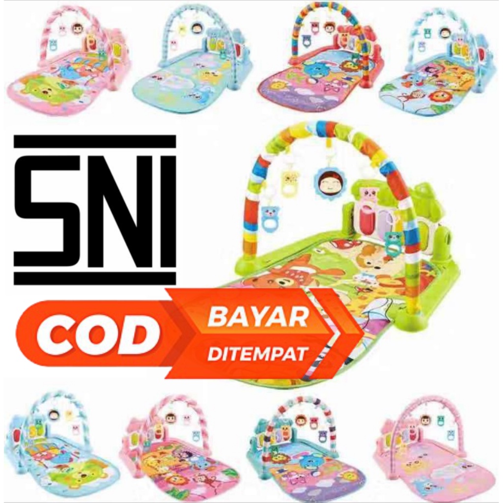 BABY GYM musical set musik bayi playmat matras mainan piano berkarakter dan rattles lucu MURAH mainan anak mainan bayi kado hadiah