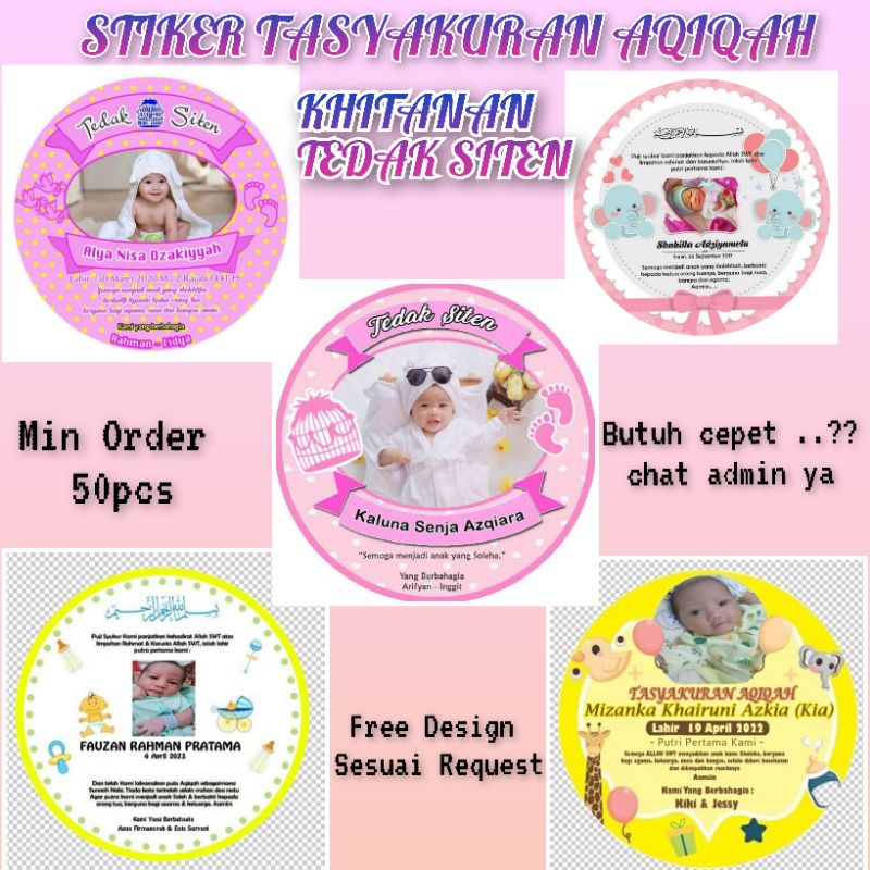 

Stiker Aqiqah Tasyakuran Kelahiran Bayi Syukuran Selapanan Anak Bentuk Bulat