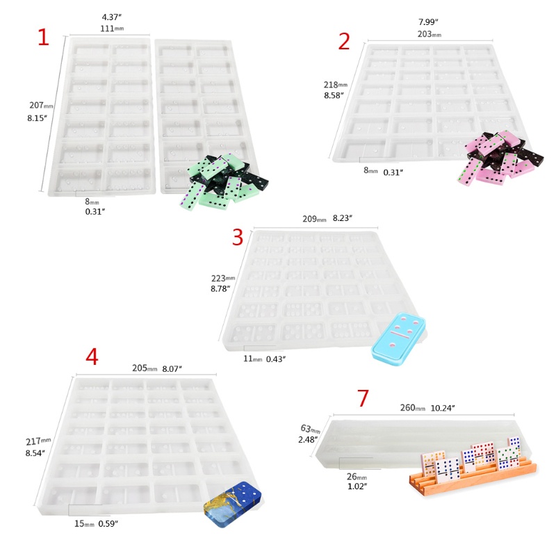 SIY  Dominoes Epoxy Resin Silicone Molds with Rack Tray Double Six Game Toy DIY Molds