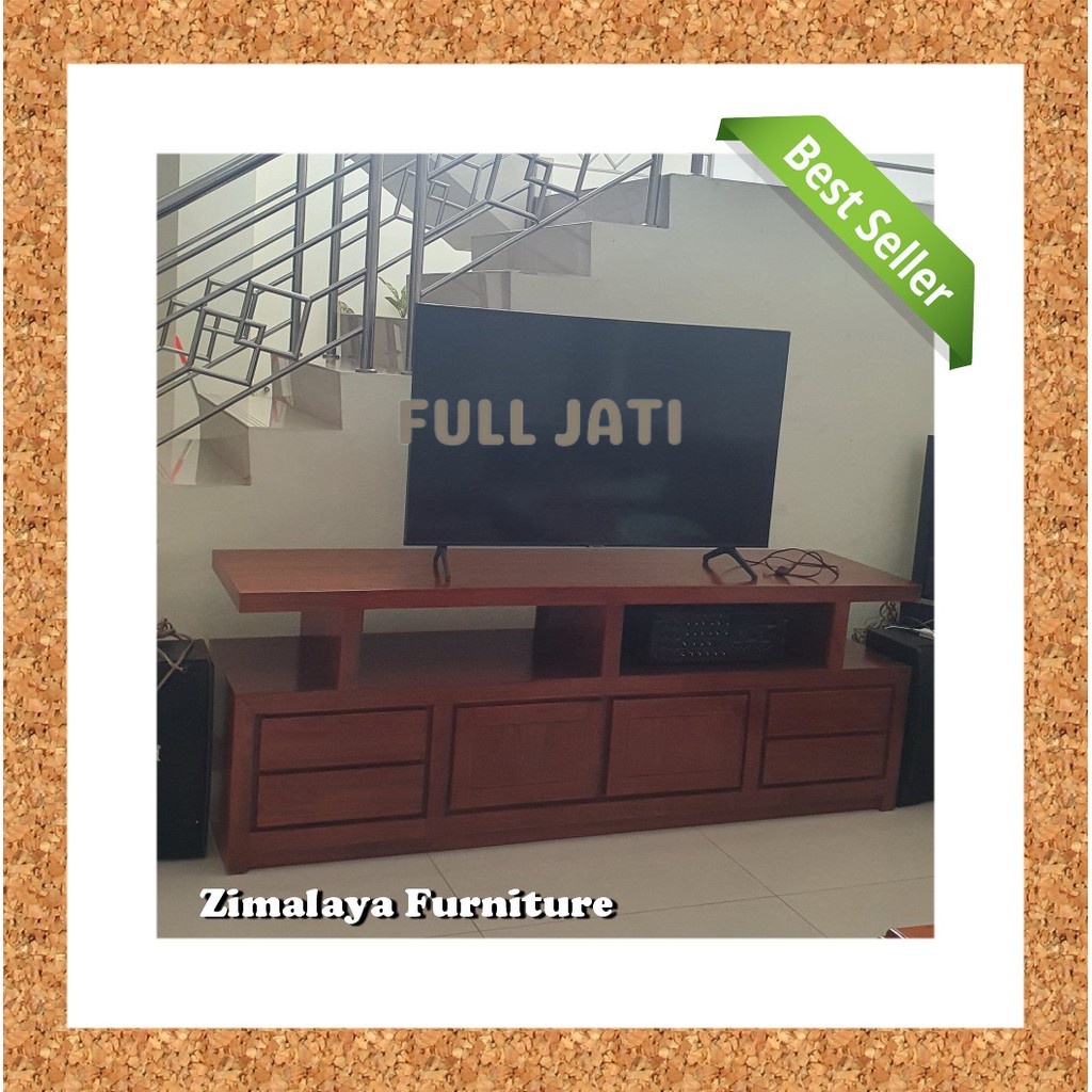 BUFET BUFFET MEJA TV MINIMALIS JATI UKURAN 2 METER FINISHING FULL JATI