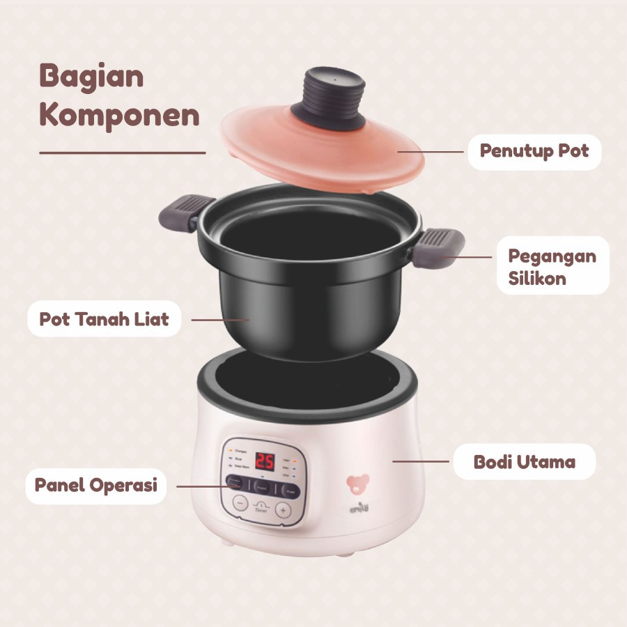 Makassar - Emily Slow Cooker Claypot 0.8L (ESC-35004)