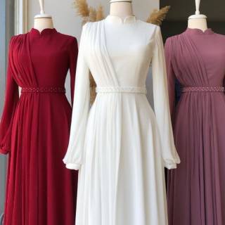 Image of gaun selendang-Gaun pesta-gaun kondangan-gaun formal-gaun selendang-dress wanita terbaru-pakaian pengajian