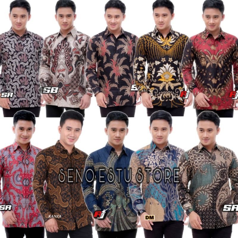 Atasan Batik Pria Lengan Panjang Kenongo Hem Padi Pekalongan M L XL kemeja batik /  batik pria lengan panjang baju batik pria size M L XL XXL XXXL