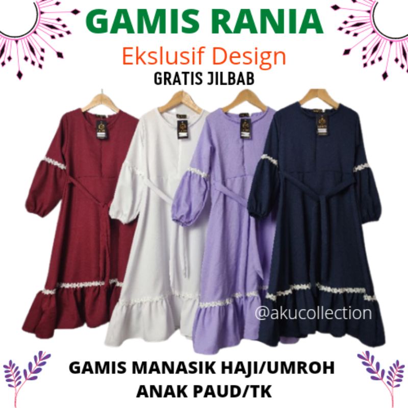 REALPICT  GAMIS RANIA SERIES SET JILBAB USIA 1-10 TAHUN TANGAN BALON APLIKASI RUFLE RENDA LARIS VIRA