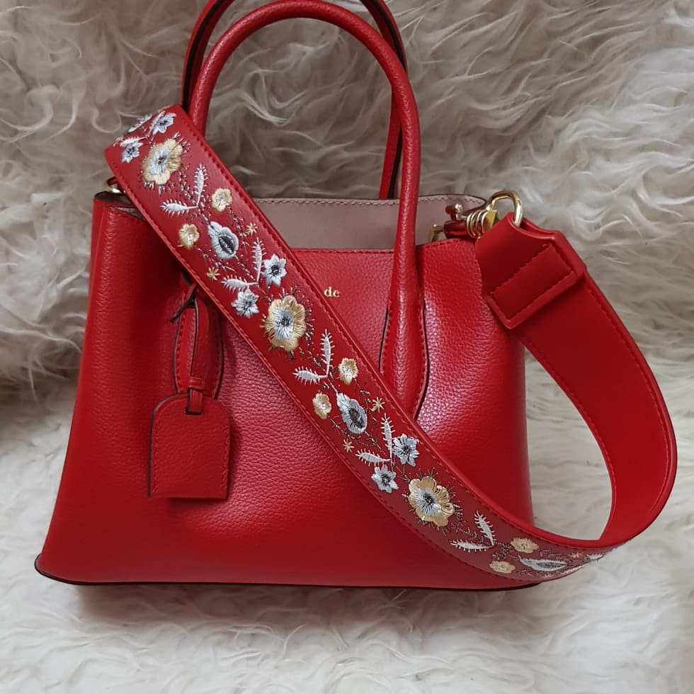 Leather Guitar flower embroidery bag strap / strap bordir panjang