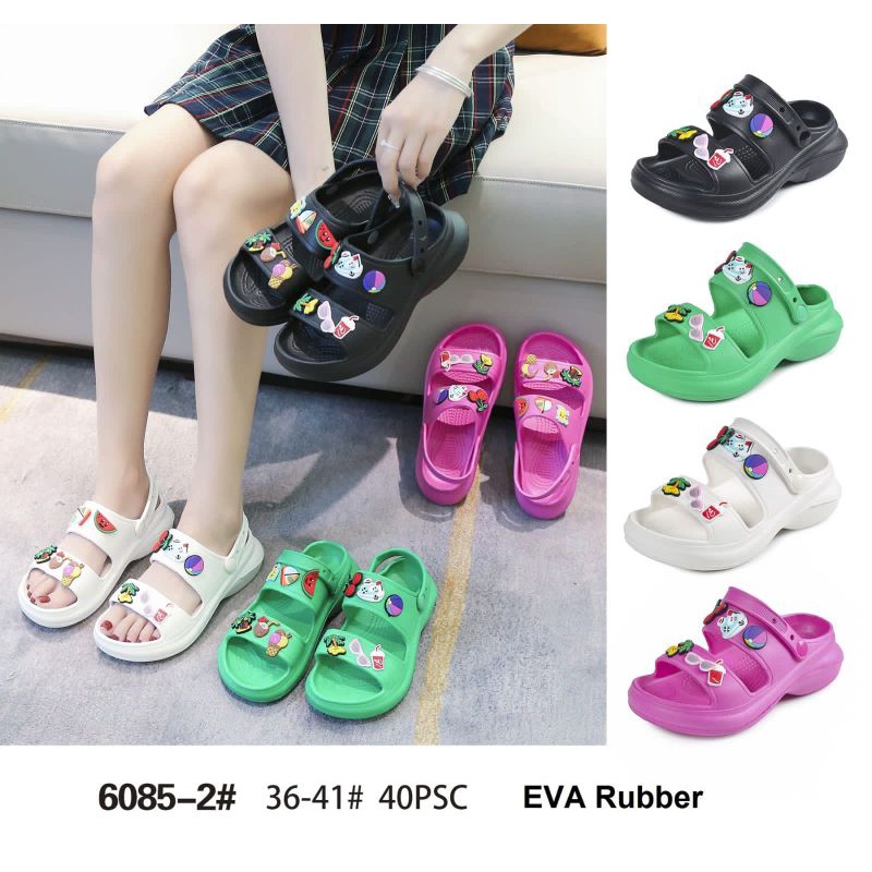 Sandal Jelly Wanita Tali Gunung Sandal Viral Jibbitz 3D Import Premium 6085