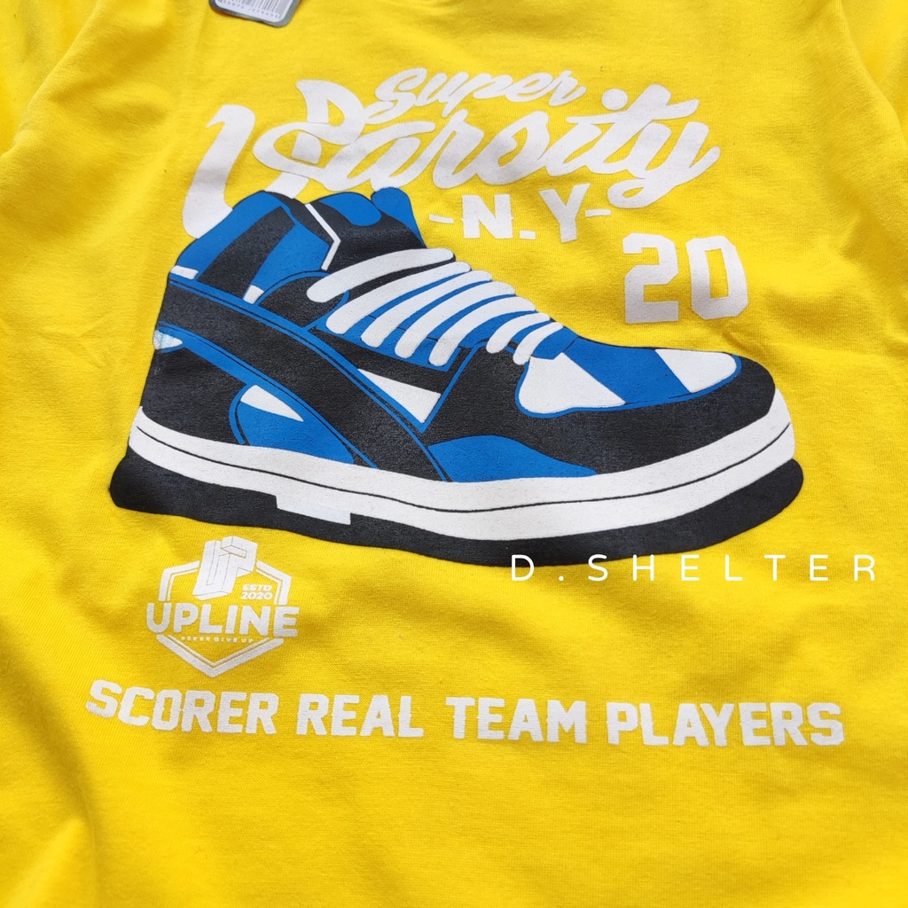 Baju Kaos Distro Anak Upline Kuning Sepatu/D.shelter