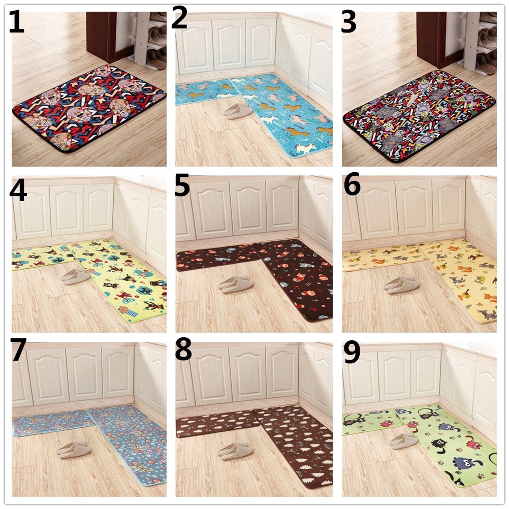 Cartoon Printed Kitchen Mats Modern Area Rugs Anti Slip Cooking Kitchen Carpets Decorative Floor Mat Shopee Indonesia