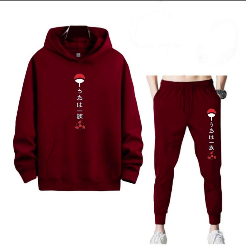 SETELAN PRIA HOODIE UCHIHA DAN CELANA JOGGER MURAH TERLARIS