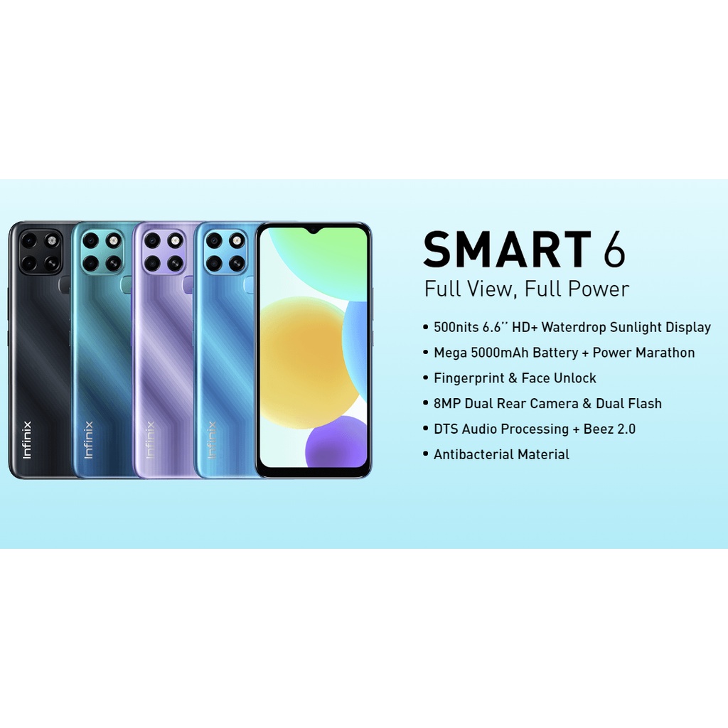 Markas Hp ✪ Bisa Cicil & COD ☑ Hp Infinix Smart 6 2 32 GB - Infinix Smart 6 3 64 GB | Smart 6 Plus NFC 2/32 GB Garansi Resmi Infinix Hp Baru-4