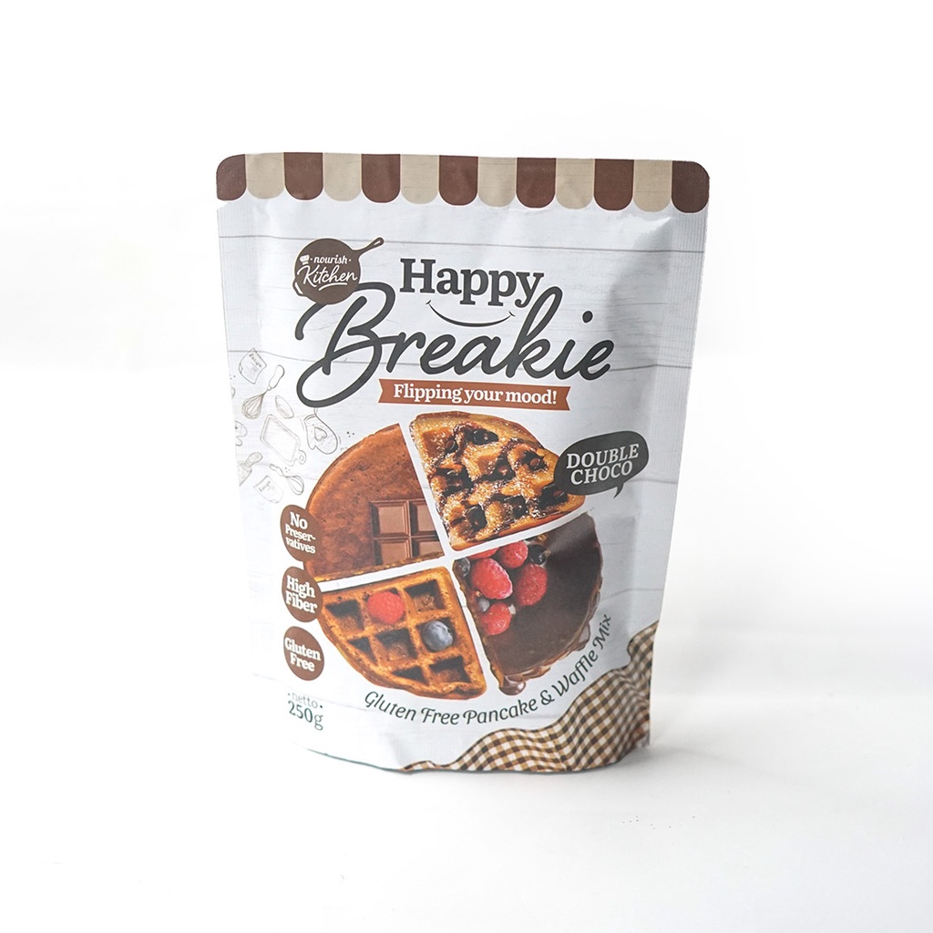 Happy Breakie Gluten Free Pancake &amp; Waffle Mix - Double Choco 250gr