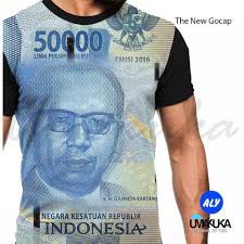 baju tshirt kaos 3d fullprinting keren dan unik gambar uang 50 ribu baru original keren & murah