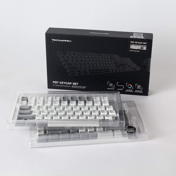 Tecware Double Shot PBT Backlit Keycaps for Mechanical Keyboard - Two Tone White-Grey atau Black-Grey