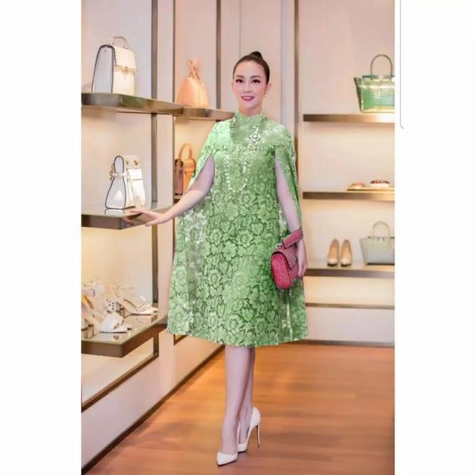 Dress Brokat Pesta Wanita Model Dress Brokat Pendek Modern Martha - L