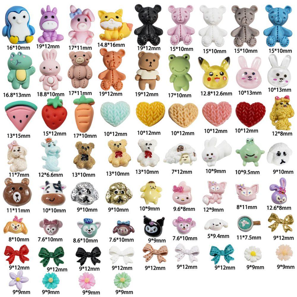 MXBEAUTY Kartun Pesona Kuku Bintang Embun Kawaii 10pcs Wanita DIY Kerajinan Kulori Beruang Bunga Bunny Manicure Aksesoris