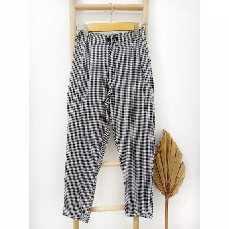 Boxy Pants/celana pensil Tartan/celana wanita