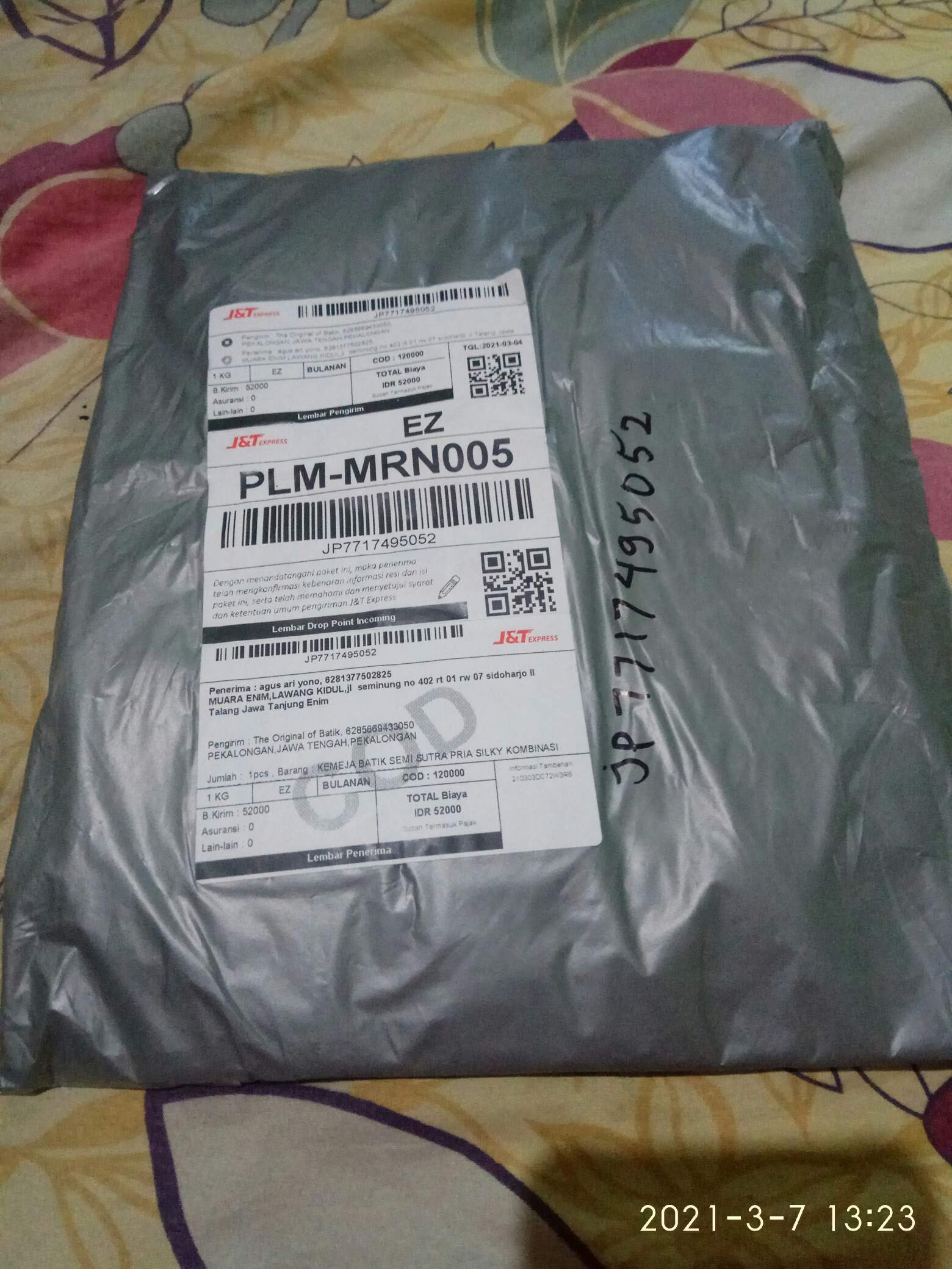 Kemeja Batik Semi Sutra Pria Silky Kombinasi Furing Istimewa Full Body Recommended