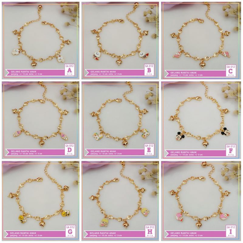Gelang tangan/kaki anak xuping unicorn pink perhiasan anak lapis emas GA 012