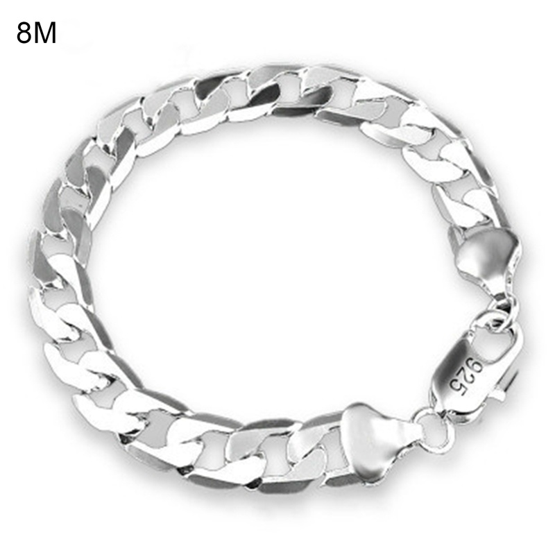 Gelang Rantai Bahan Stainless Steel Warna Silver Ukuran 10mm Gaya Hip Hop Untuk Pria Dan Wanita