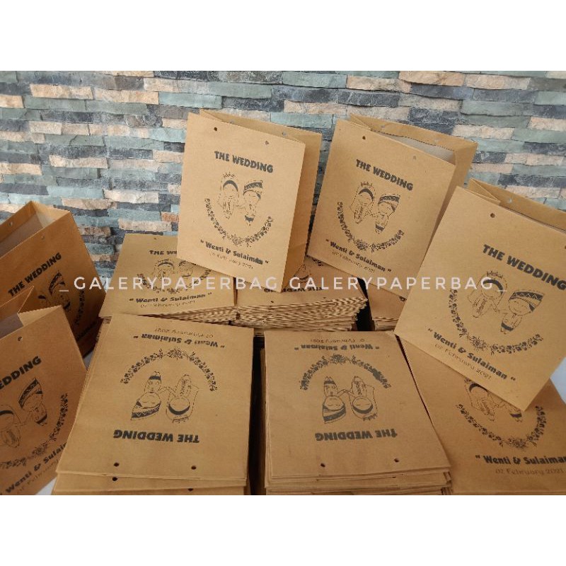 

Tas Sovenir / Tas Asul Asul / Hajatan / Paperbag Sablon Custom Bahan Kraf 125gsm