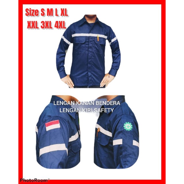 Wearpack Safety Baju Safety Baju Kerja  Bordir K3 dan Bendera Indonesia Baju Proyek Kemeja Lapangan