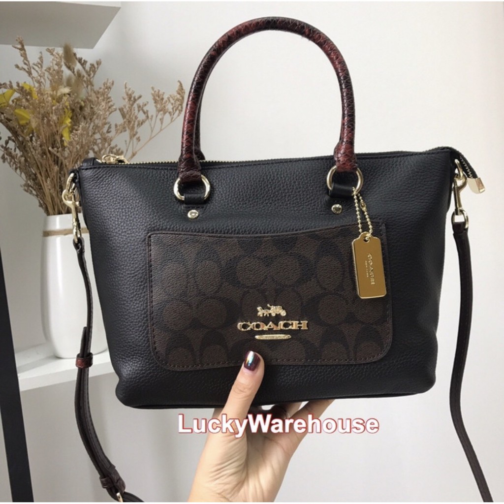 Coach Signature Exotic Mini Emma Satchel Brown - Ori 100%