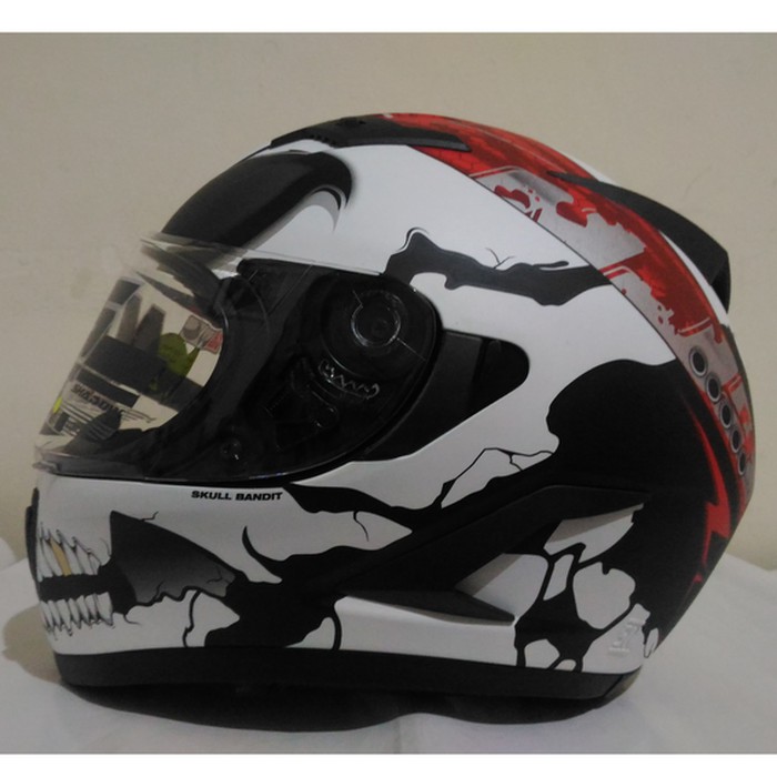 OFC HELM NJS SHADOW SKULL BANDIT BLACK ORANGE DOFF DAN GLOSSY