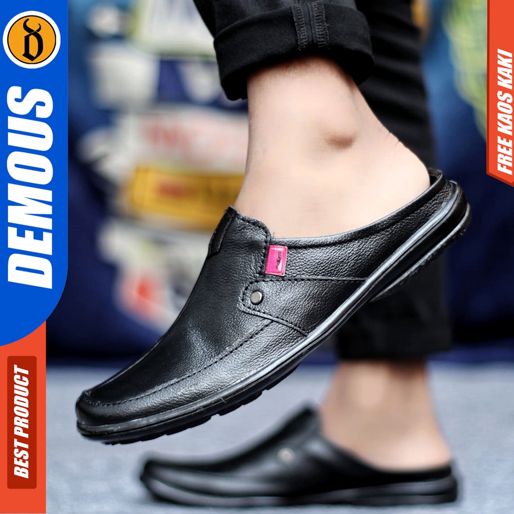 Sepatu Sandal Casual Kulit Asli Bustong Tutong Sendal Slop Original Murah Terbaru Kekinian