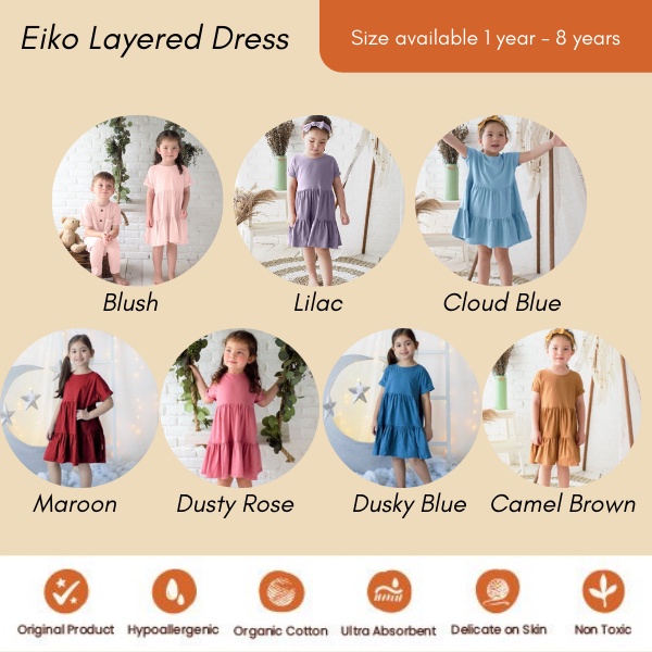 KOTTONVILLE Takoyakids Eiko Collared Dress 1-8 thn