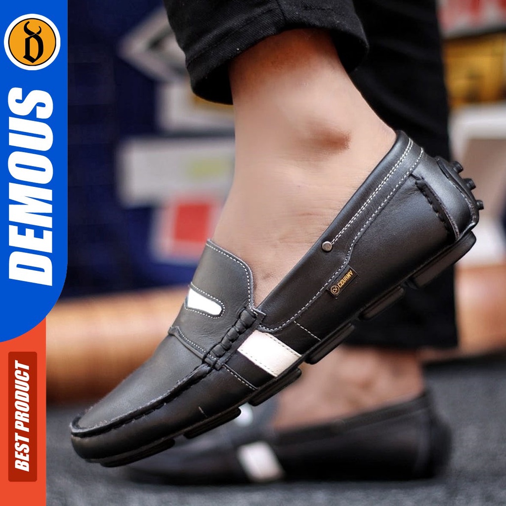 DEMOUS Valha - Sepatu Formal Pria Pantofel Kulit Asli