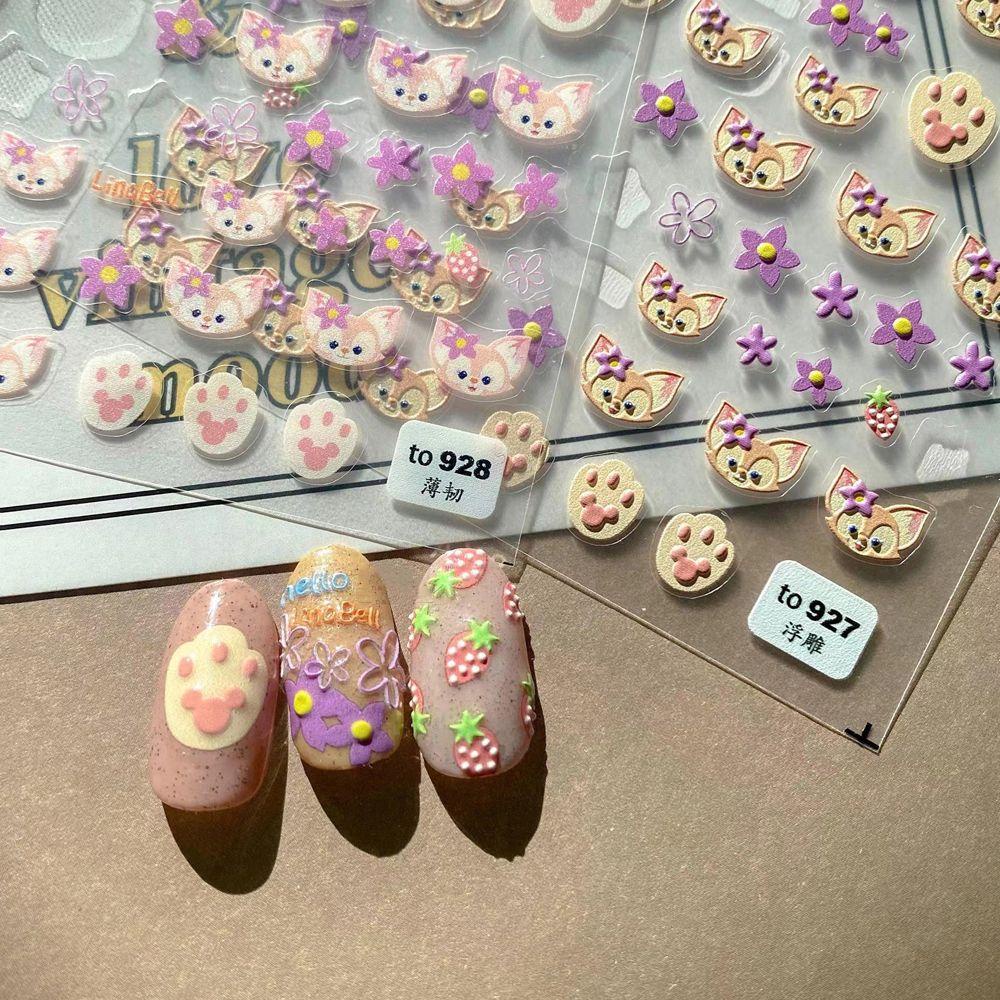 [Elegan] Kartun Stiker Kuku Lina Bell Tipis Tangguh Bunga Strawberry Kelinci Beruang DIY Nail Art Dekorasi