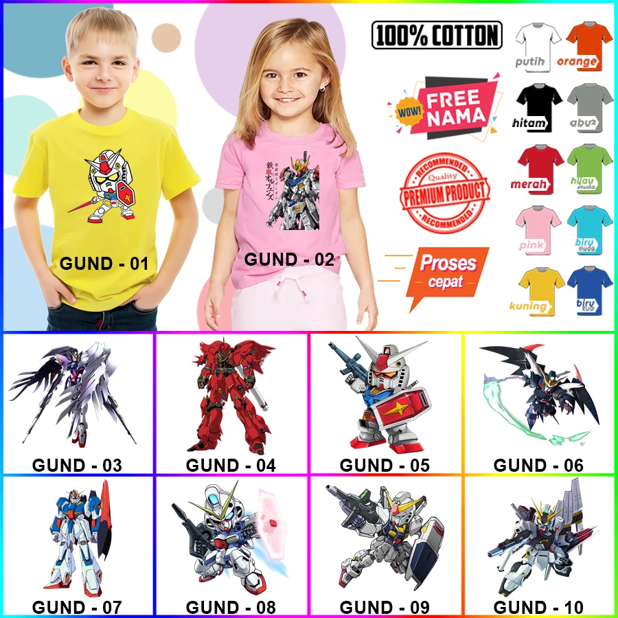 Baju Kaos ANAK DAN DEWASA GUNDAM COUPLE (FREE NAMA)