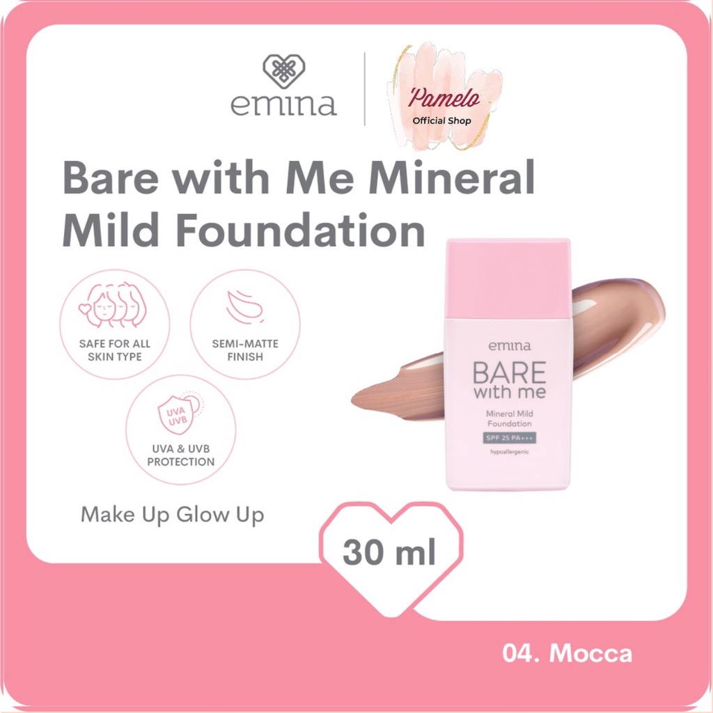 ⭐️ Beauty Expert ⭐️ Emina Bare With Me Mineral Mild Foundation | BPOM SALE | ORI 100%