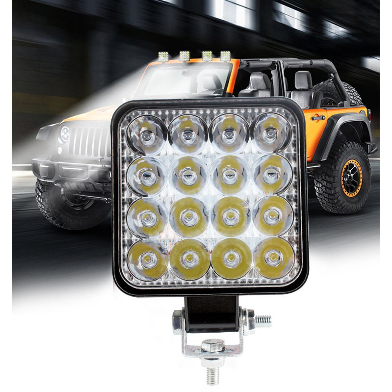 Lampu Sorot 16-LED 48W 12V / 24V untuk Foglamp / Depan Mobil / ATV / Off-Road