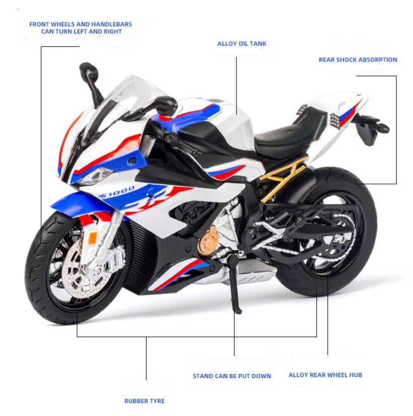 1:12 BMW S1000RR Sepeda Motor Dan Model Kendaraan Diecast Model Sepeda Motor Koleksi Mainan Sepeda Motor-1
