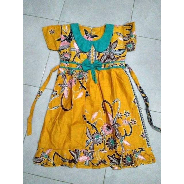 BAJU ANAK/DRESS BATIK ANAK/BAJU BATIK ANAK/DRESS BATIK KOMBINASI/DRESS BATIK PITA SHAKIRA