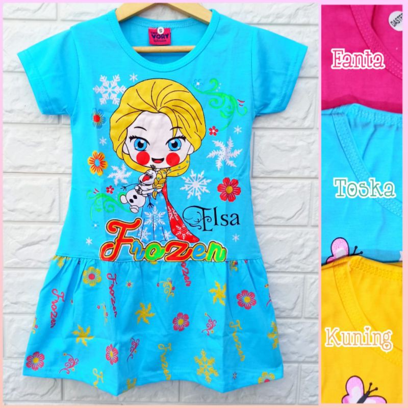 DRESS ANAK SMOKE DORAEMON 1-8 TAHUN / DASTER ANAK SMOKE KERUT MURAH MOTIF DORAEMON