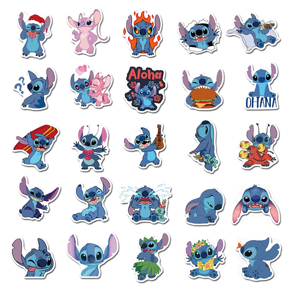 50 Anime cartoon Stitch stickers car stickers luggage stickers trolley case waterproof graffiti stickers