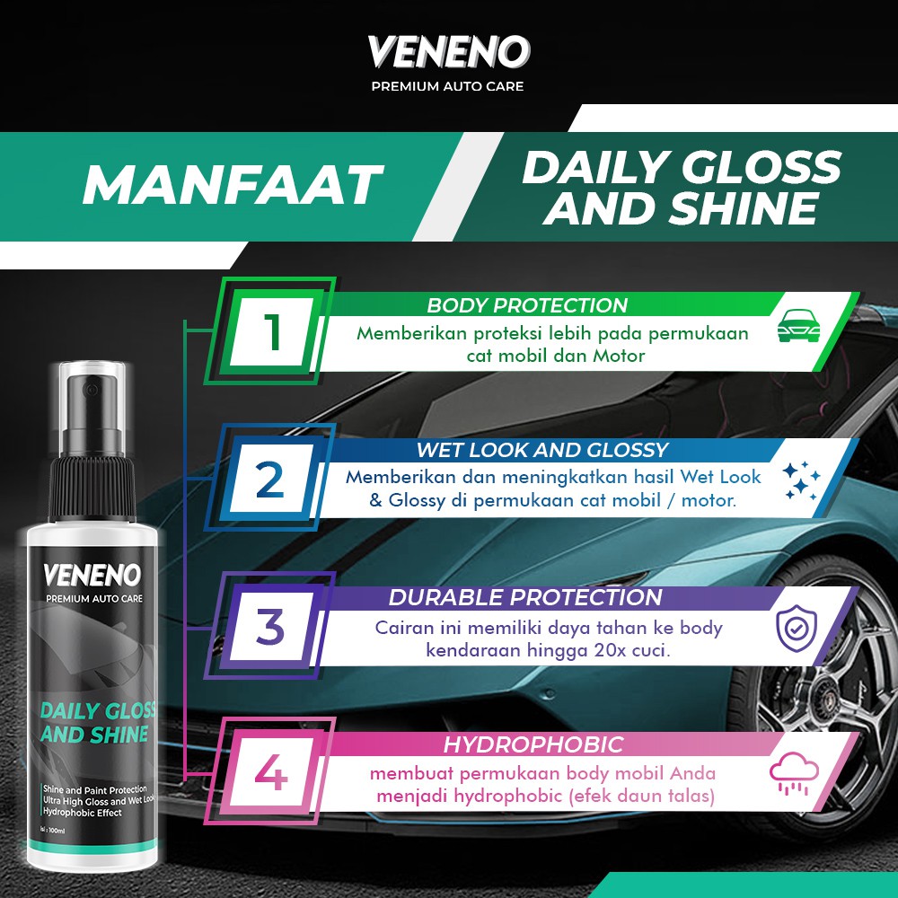 PAKET BEST SELLER : Veneno Ultimate Nano Coating &amp; Daily Gloss And Shine