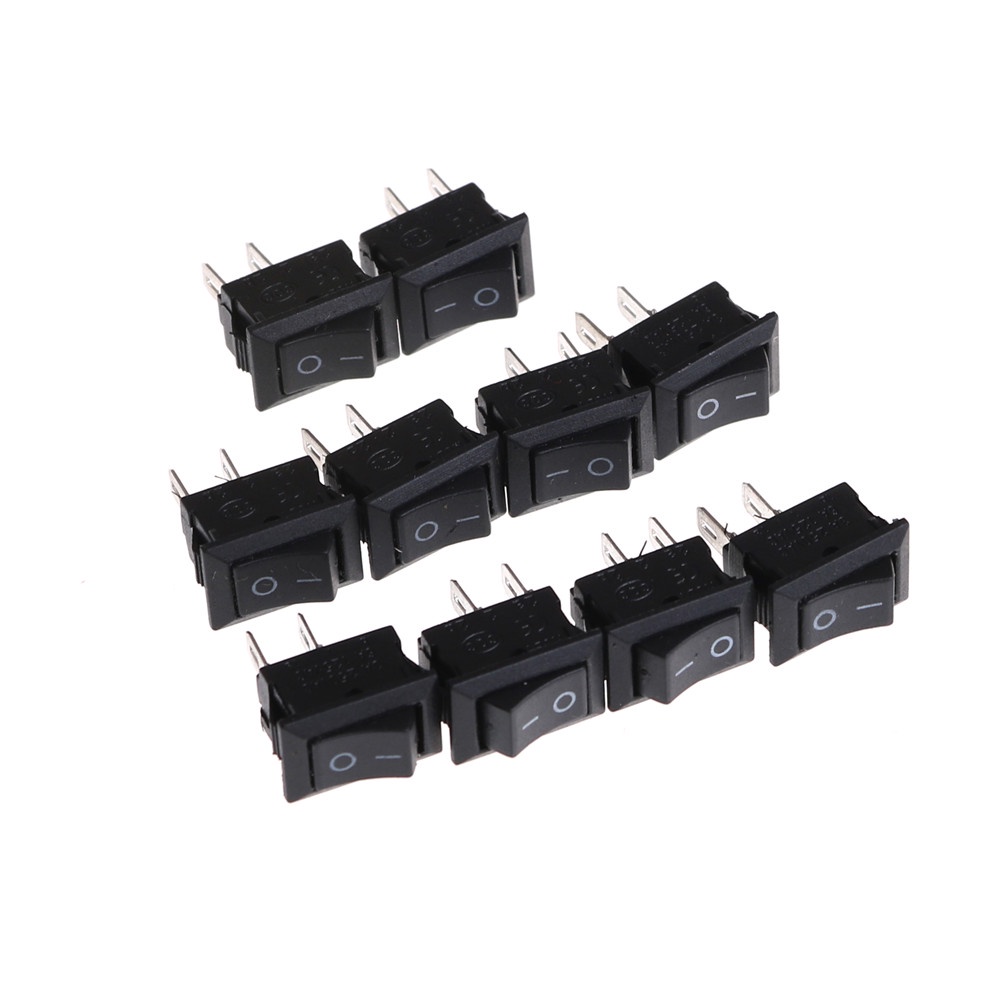 【Theredsunrisesiwy.id】10Pcs 10*15MM Small Black Rocker Switch KCD1-11 250VAC/3A 6A 125V AC 2P Switches