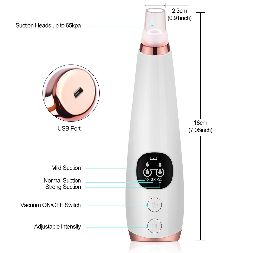 Bisa COD Vacuum Suction Komedo Wajah Skin Face Care Blackhead Pore Cleaner 6 Heads - Hailicare MC-004