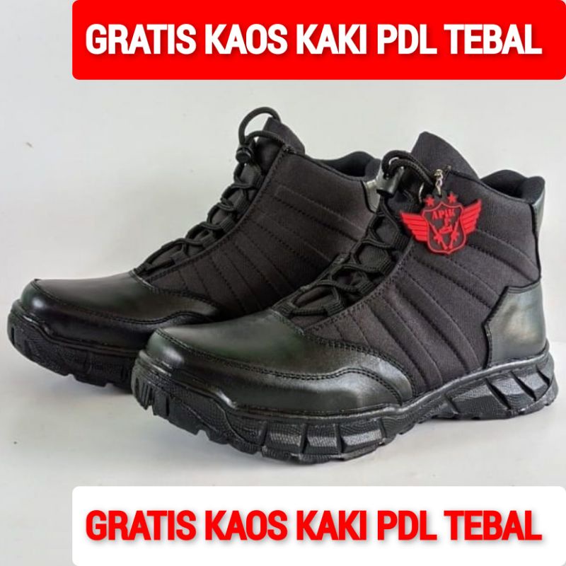 SEPATU PDL NINJA TITAN PENDEK MERK APIK BAHAN KULIT SAPI ASLI SEPATU PDL DINAS LAPANGAN TNI POLRI SECURITY SATPAM BOOTS PRIA DAN WANITA SEPATU PDL POLANTAS