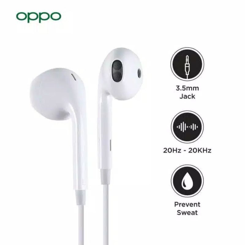 Handsfree HEADSET OPPO F9 ORIGINAL CABUTAN GRAND A ( Putih )