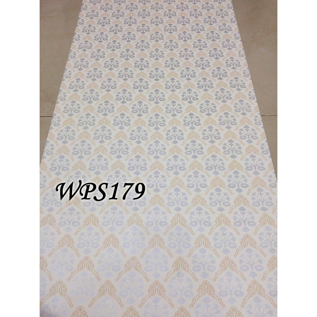 WPS179 CREAM N MINI SILVER GOLD MOTIF WALPAPER STIKER WALLPAPER STICKER 45CMX5M STIKER DINDING TEMBO