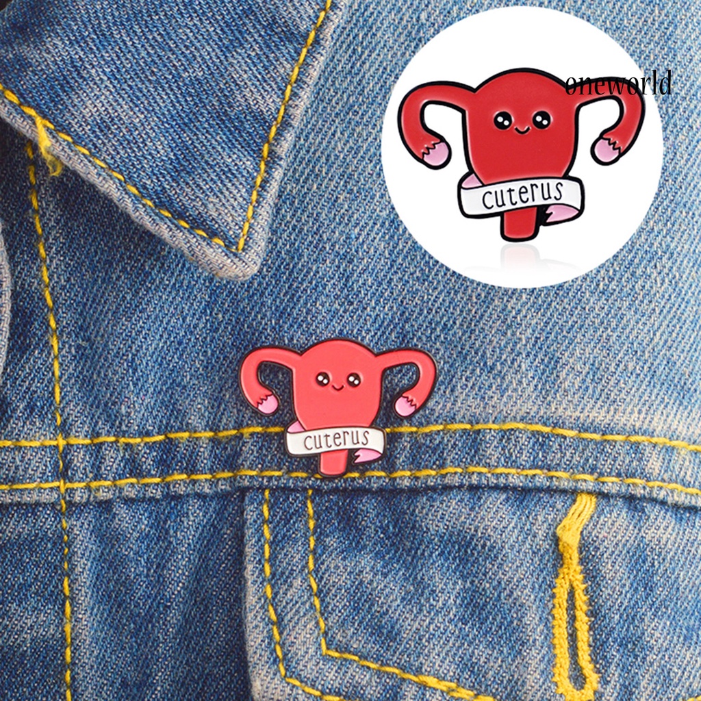 OW@ Cartoon Uterus Shape Enamel Brooch Pin Clothing Jeans Jacket Badge Breast Pin Decor