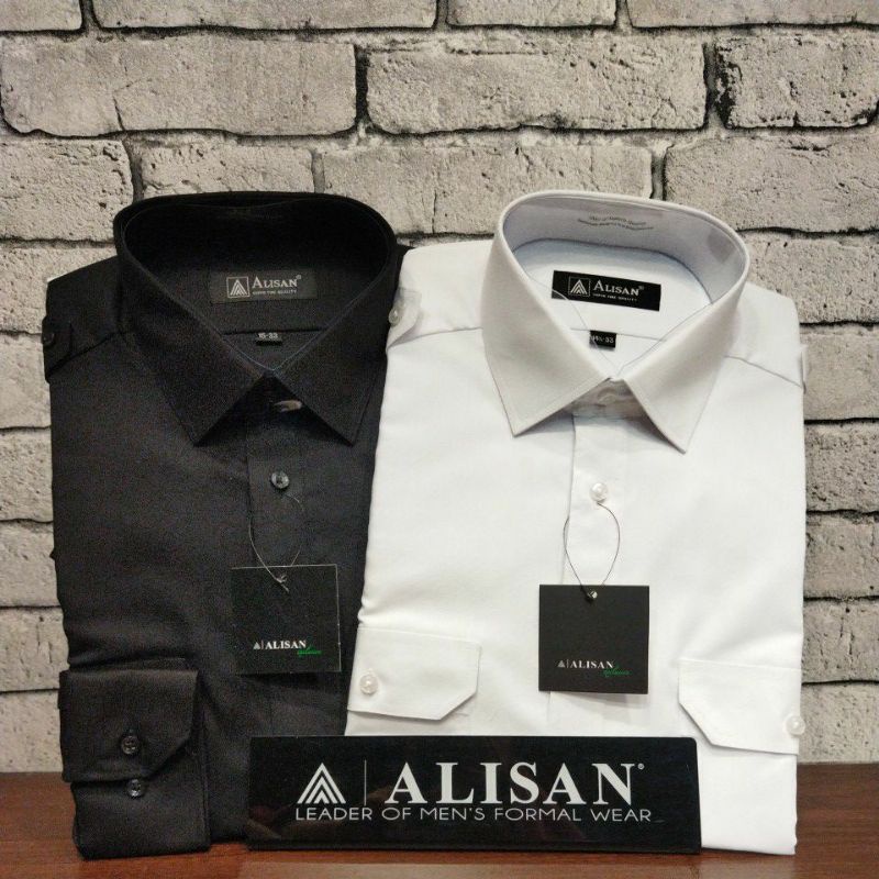 Kemeja Alisan Lengan Panjang Polos Pangkat/Pilot Regular Size S~XXXXL (14,5~17,5)